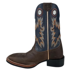 Bota Texana Masculina Durango Marrom Bordado Azul