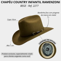 Chapéu Country Infantil Ramenzoni Arizona Jr Pino - Ref 2277