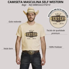 Camiseta Masculina Self Western Manga Curta Bege Ref.E10