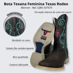 Bota Texana Feminina Texas Rodeo Crazy Café - Ref QBO 507670