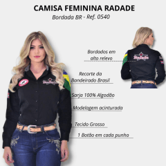 Camisa Radade Feminina Bordada Barretos Preto Ref. 0540