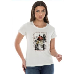 Camiseta Feminina Ox Horns T Shirt Manga Curta Creme Ref: 6386