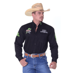 Camisa Masculina Bordada Radade Green Bull Preto/Azul Marinho - Escolha a cor