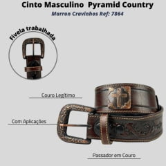 Cinto Masculino Pyramid Country Marron Bordado Ref: 7864