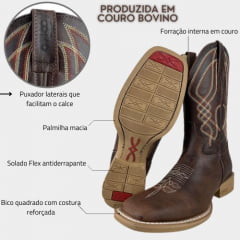 Bota Texana Masculina Jácomo Fóssil Oil Café - Ref. 3101/UMA