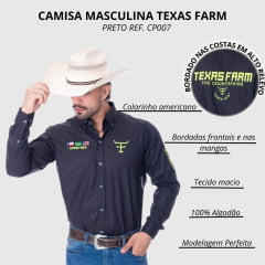 Camisa Masculina Texas Farm Manga Longa Preta Ref. CP007