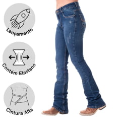Calça Feminina Texas Farm Jeans Flare Wash Basic Ref. PDF026