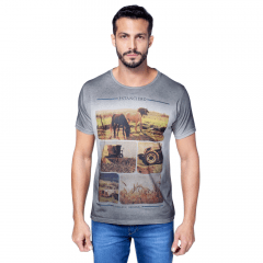 Camiseta Masculina Estanciero Cinza Ref: 4538A 051