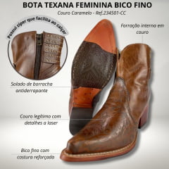Bota Texana Feminina Goyazes Bico Fino - Ref.234501-CC