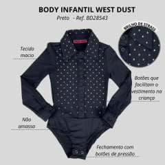 Body Infantil West Dust Com Brilho E Botão Ref. BD28543 - Escolha a cor