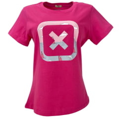 Camiseta Feminina TXC Custom Estampada Rosa Choque Ref. 50455