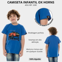 Camiseta Infantil Ox Horns Manga Curta Azul Ref. 5200