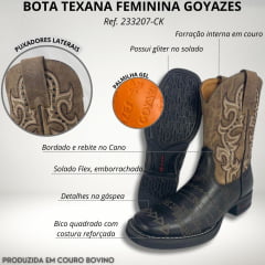 Bota Texana Feminina Goyazes Preto e Marrom - Ref. 23307-CK