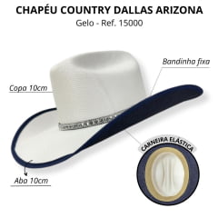 Chapéu Country Feminino Dallas Arizona Gelo - Ref. 15000