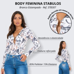 Body Feminino Stabulos Manga Longa Estampado Ref.STB307