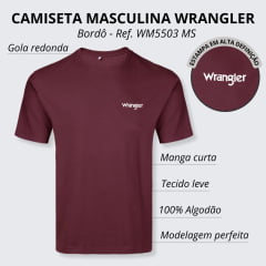 Camiseta Masculina Wrangler Bordô Manga Curta Ref.WM5503 MS