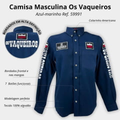 Camisa Masculina Os Vaqueiros Bordada - Ref. 59991 - Escolha a cor