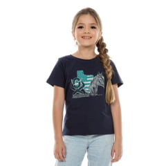 Camiseta Infantil Ox Horns Manga Curta Com Strass Azul REF.5186