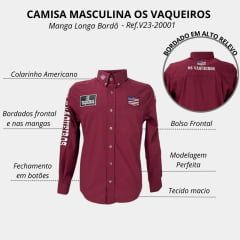 Camisa Masculina Os Vaqueiros Bordada Ref: V21-20000 - Escolha a cor