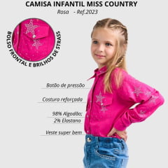 Camisa Infantil Miss Country Manga Longa Com Strass Ref.2023