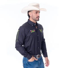 Camisa Masculina Texas Farm Manga Longa Preta Ref. CP007