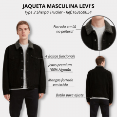 Jaqueta Masculina Levi's Sherpa Trucker Preto Ref. 163650054