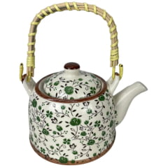 Chaleira Para Chá Teapot Cerâmica Florida Verde - Ref. 4013