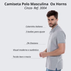 Camiseta Polo Masculina Ox Horns Manga Curta Mescla Ref:3004