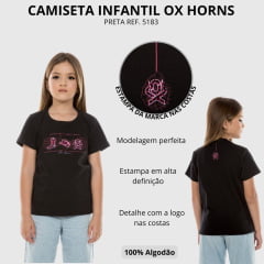 Camiseta Infantil Ox Horns Manga Curta Com Strass Preta R. 5183