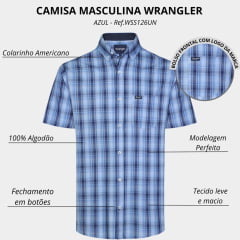 Camisa Masculina Wrangler Tricoline Xadrez Ref.WSS126UN