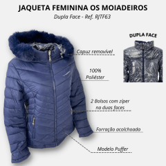 Jaqueta Feminina Dupla Face Os Moiadeiros Azul Ref: JQTF63