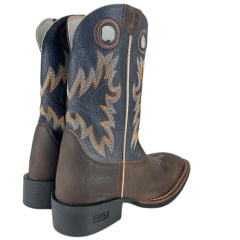 Bota Texana Masculina Durango Marrom Bordado Azul