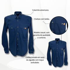 Camisa Masculina Pampa Sul Sarja Com Bolso - Ref. 17103 Várias Cores