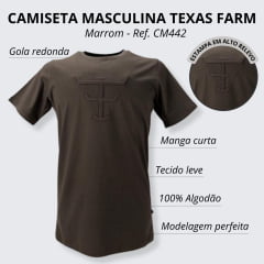 Camiseta Masculina Texas Farm TX Ledge Marrom Ref. CM442