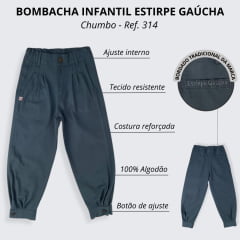 Bombacha Estirpe Gaúcha Campeirinha Infantil Chumbo REF. 314