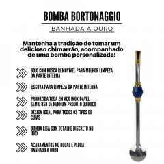 Bomba de Chimarrão Bortonaggio com Pedra Azul Ref.: D257