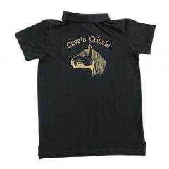 Camiseta Polo Infantil Cavalo Crioulo Colbeck Preta