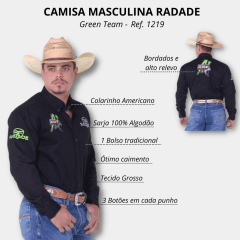 Camisa Masculina Bordada Radade Green Bull Preto/Azul Marinho - Escolha a cor