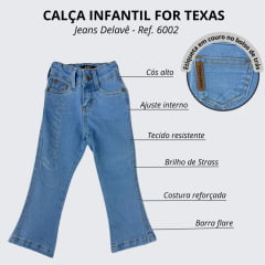Calça Infantil For Texas Jeans Delavê Flare Com Strass R6002