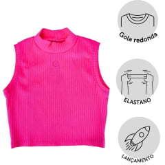 Camiseta Feminina TXC Cropped Custon Sem Manga Rosa Ref:50722