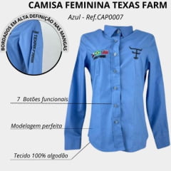 Camisa Feminina Competição Texas Farm Azul Ref: CAP007