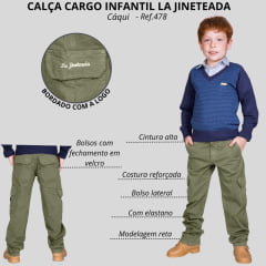Calça Infantil La Jineteada Masculina Cargo Cáqui Ref. 478
