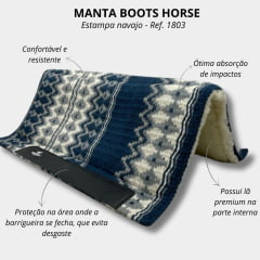 Manta Tambor Navajo Azul e Branco Boots Horse - Ref.1803