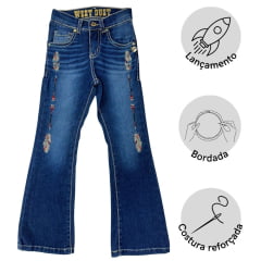 Calça Jeans Infantil Bordada West Dust Bootcut Ref. CL28535