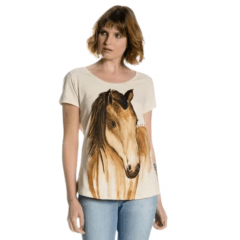 Camiseta Feminina Estanciero Off Bege Mescla Ref: 4138A-024