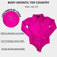 Body Infantil Top Country Manga Longa Ref. 010 - Escolha a cor