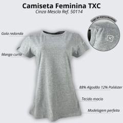 Camiseta Feminina Cinza TXC Custom Manga Curta Ref.50114