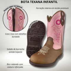 Bota Infantil Caminhos da Roça Caramelo Rosa - Ref.K126