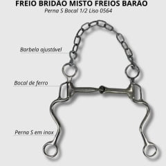 Freio Bridão Misto Freios Barão Perna S Bocal 1/2 Liso 0564