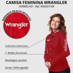 Camisa Feminina Wrangler Manga Longa Tricoline Ref. WW201VM